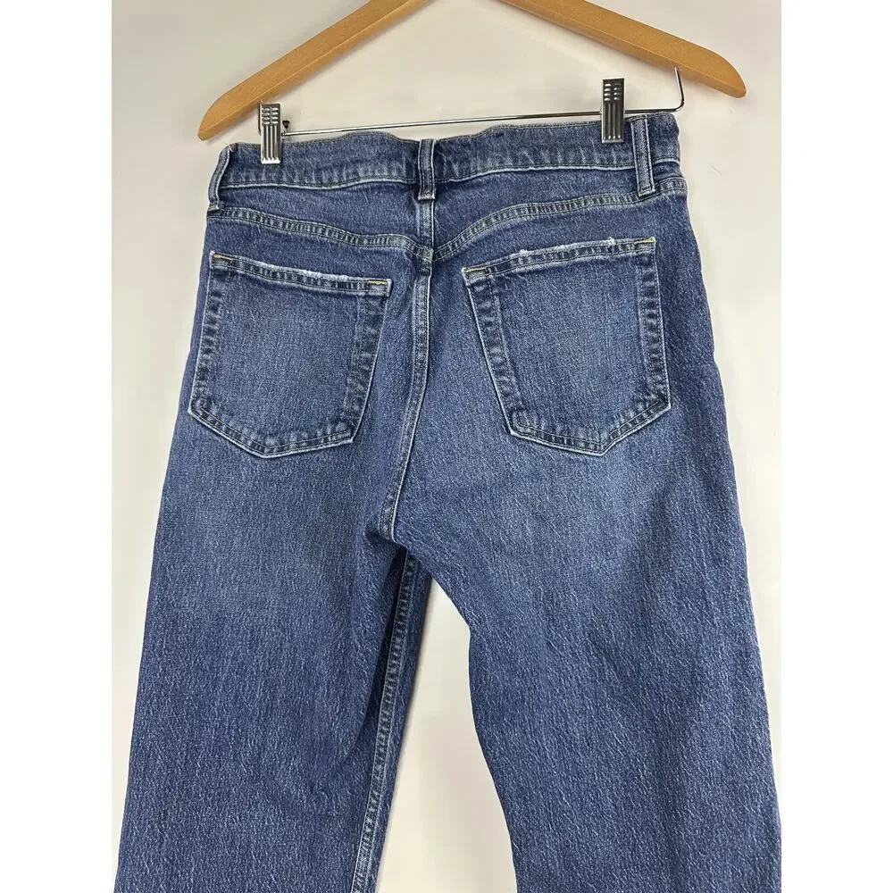 Gap Cheeky Straight High Rise Jeans Button Fly 29 8 R Dark Indigo Blue Denim - Picture 12 of 15